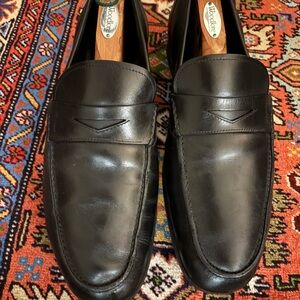Black Leather Men's Dress Loafers